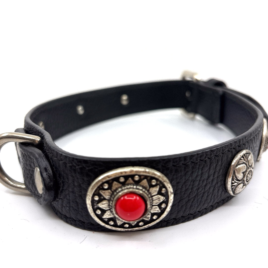 Collier cuir souple noir fait mains