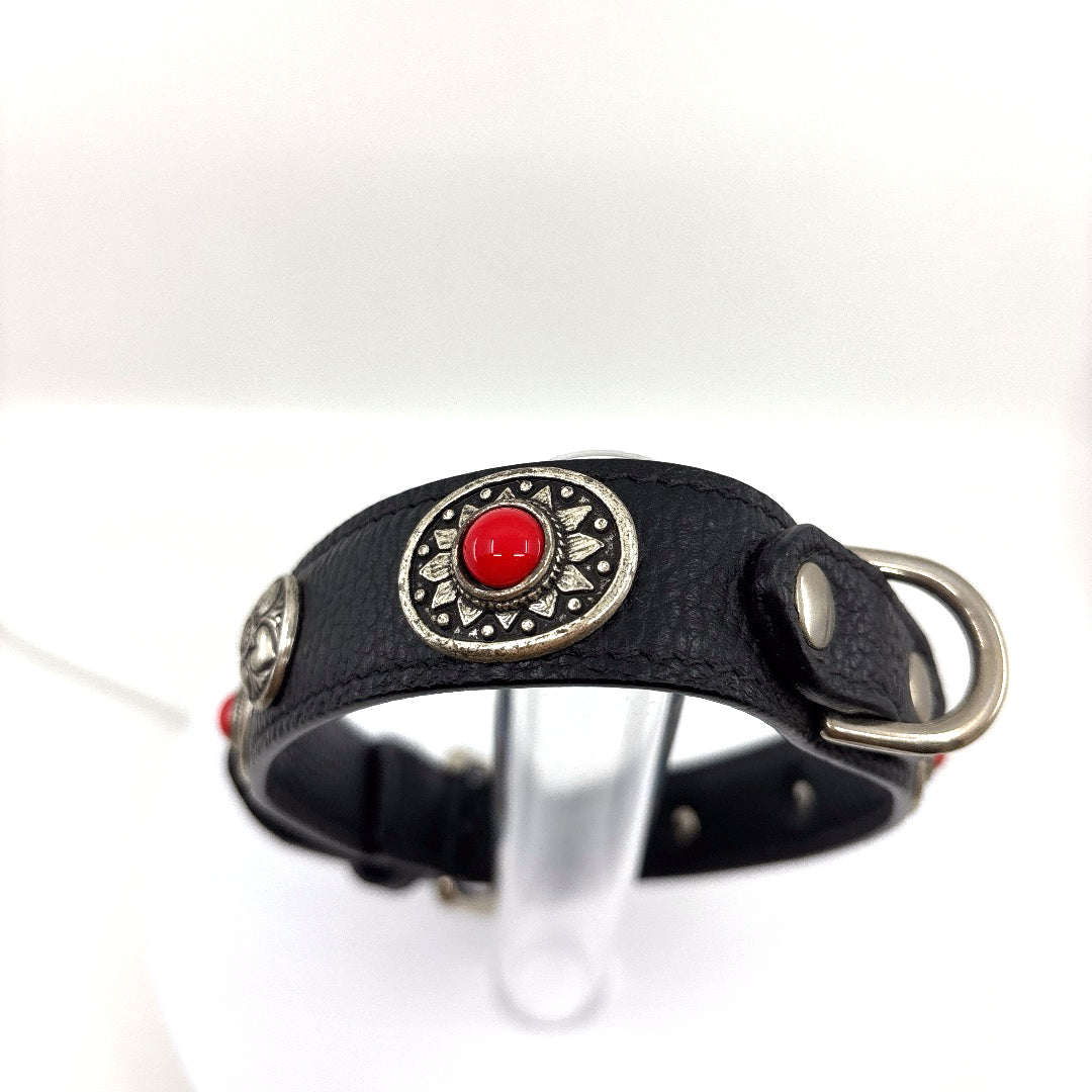 Collier cuir souple noir fait mains