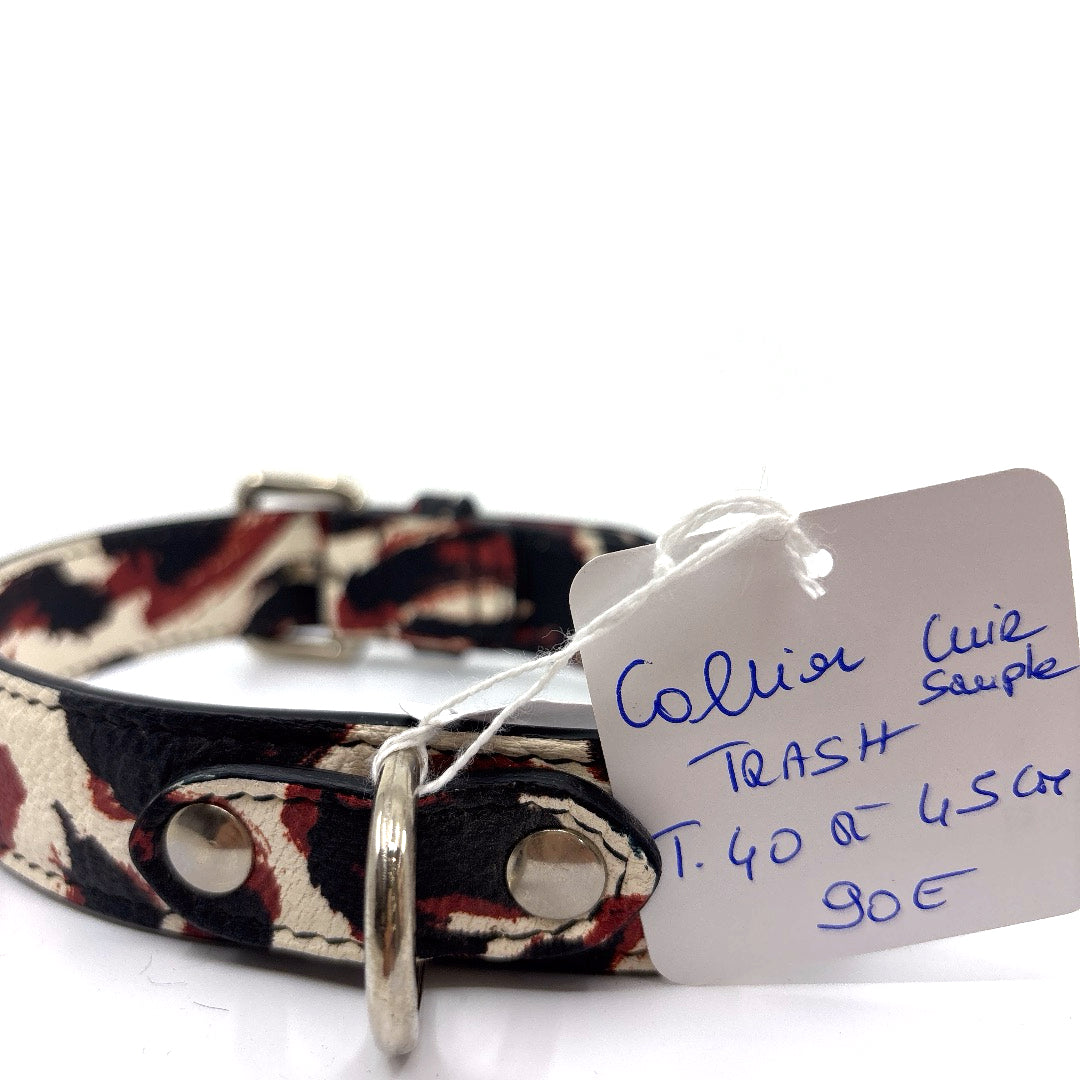 Collier cuir souple trash fait mains