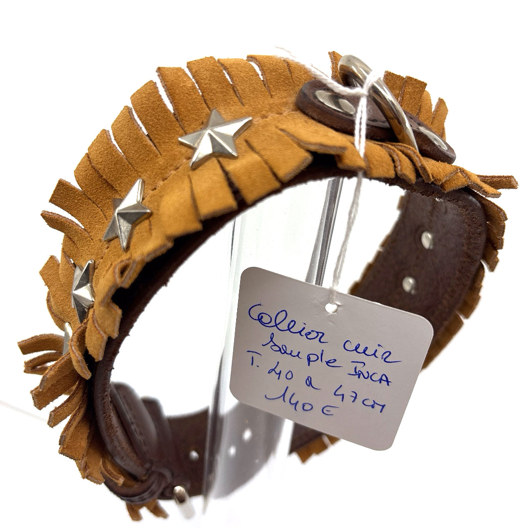 COLLIER INCAS BI-COLOR ÉTOILÉ FAIT MAINS TAILLE 40 A 47 CM LARGEUR 5 CM CHIEN TAILLE MOYENNE