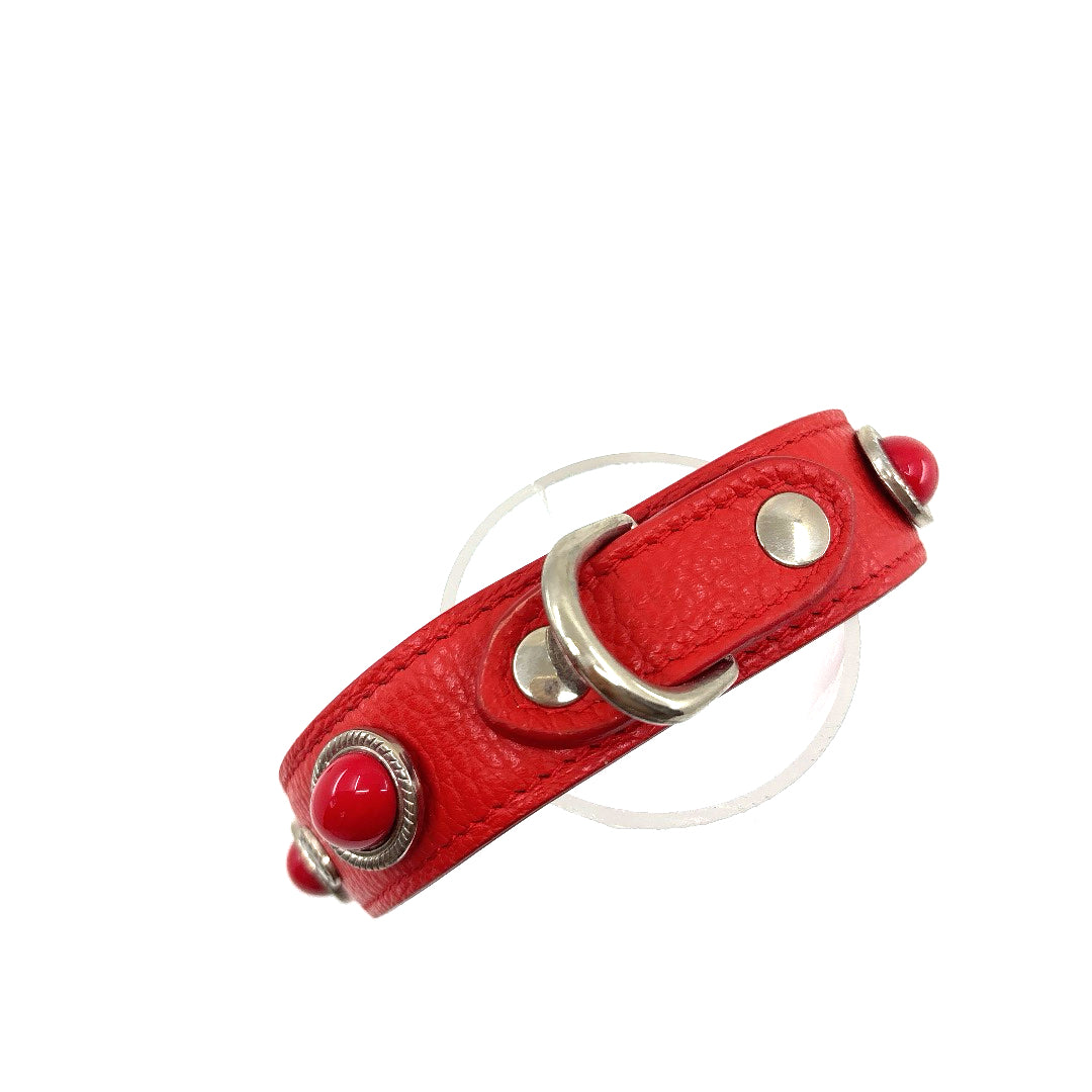 COLLIER CUIR SOUPLE ROUGE AVEC CABOCHON 42 A 48 CM LARGEUR 4 CM CHIEN TAILLE MOYENNE